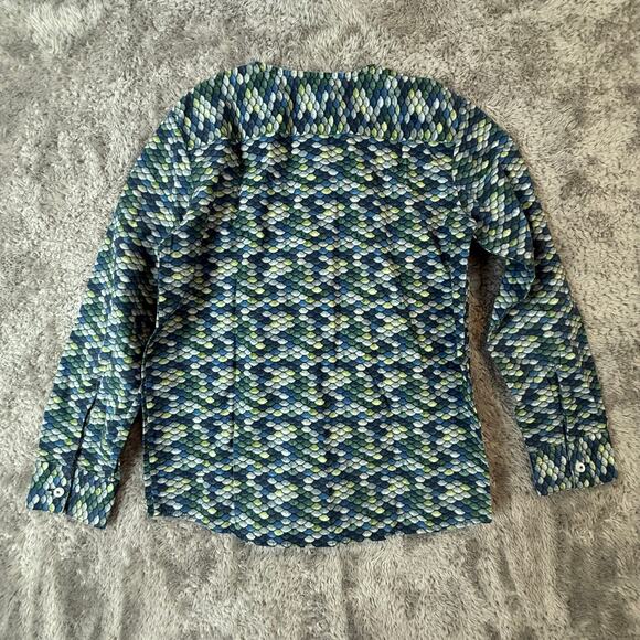 Boys Mandarin Collar Button Down Top Shirt Blue Size 7 Long Sleeve Minimalist - Picture 2 of 7